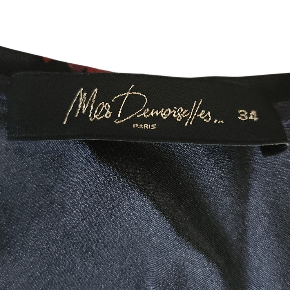 MES DEMOISELLES Digitale floral silk kaftan boho midi dress blue black Size 34 2 - Picture 5 of 7